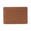Michael Kors Gold Metal Logo Pebbled Leather Card Holder Women's Brown