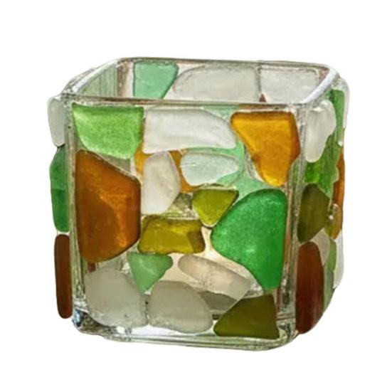 Sea Glass Tea Light Holders Handmade Mediterranean Candlesticks Nature Inspired Candle Holder Unique Gift