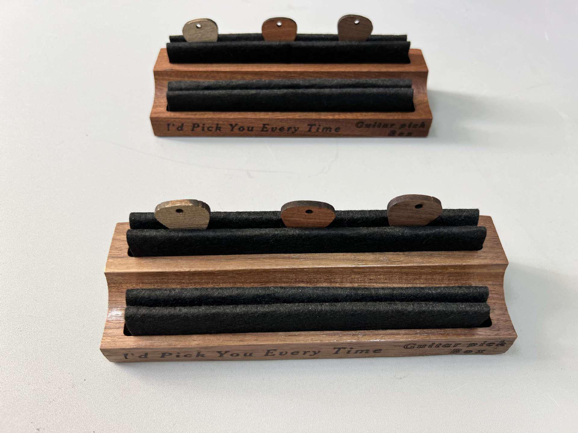 

Solid Wood Guitar Plectrum Holder Box - Bass, Electric & Folk Guitar Accessories Black Walnut