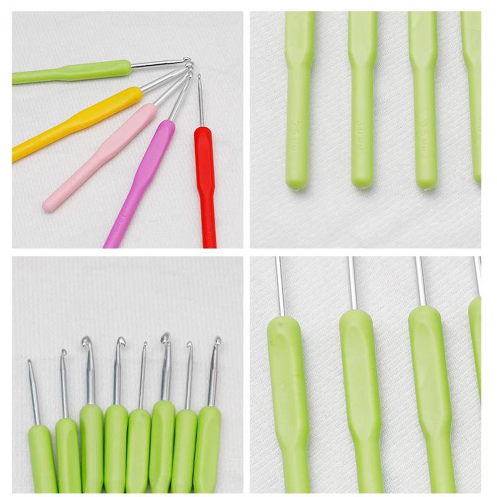 8 Pcs Set Of Colored Soft Handle Crochet Tools Sweater Needles Plastic Soft Handle Aluminum Oxide Crochet Needles
