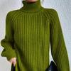 Autumn and Winter Fashion Knitwear Mid-length Raglan Sleeves High Lapel Split Sweater Women