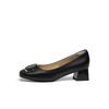 RED DRAGONFLY Women's French Style Square Toe Chunky Heel Pumps