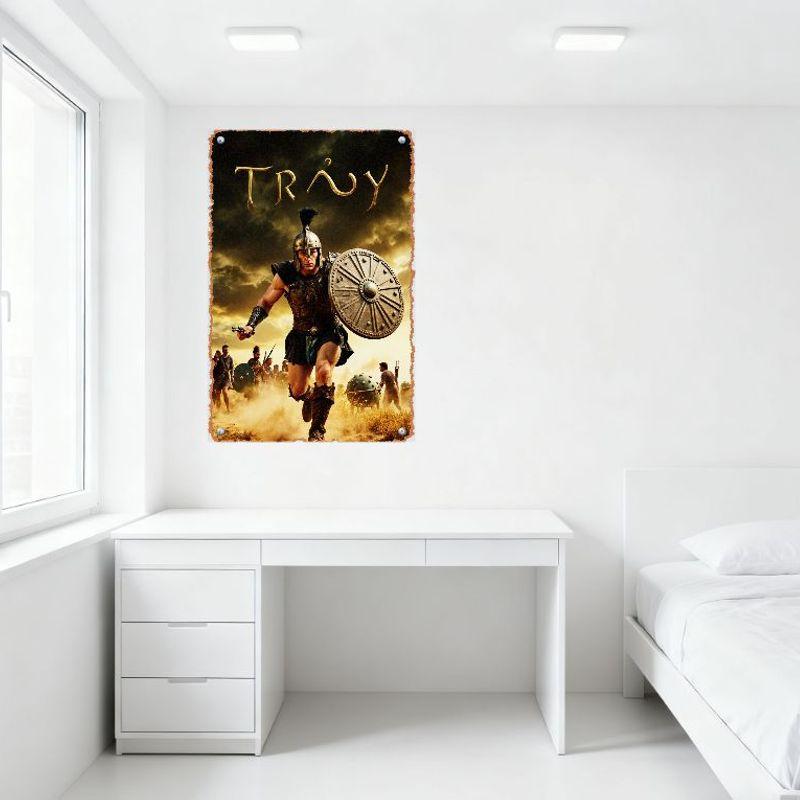 Troy Movie Ancient Greek Warrior Metal Tin Sign Vintage Aged Distressed Wall Plaque for Man Cave Bar Home Decor