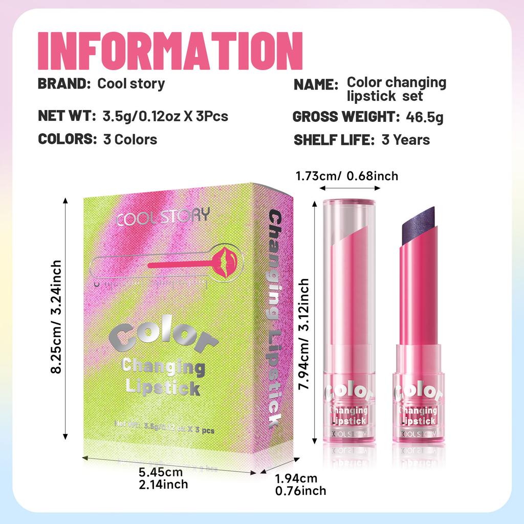 Moisturizing Lipstick Temperature Color-Changing Lip Balms Long-Lasting Smudge-Proof Waterproof Lipsticks for Hydration Repair