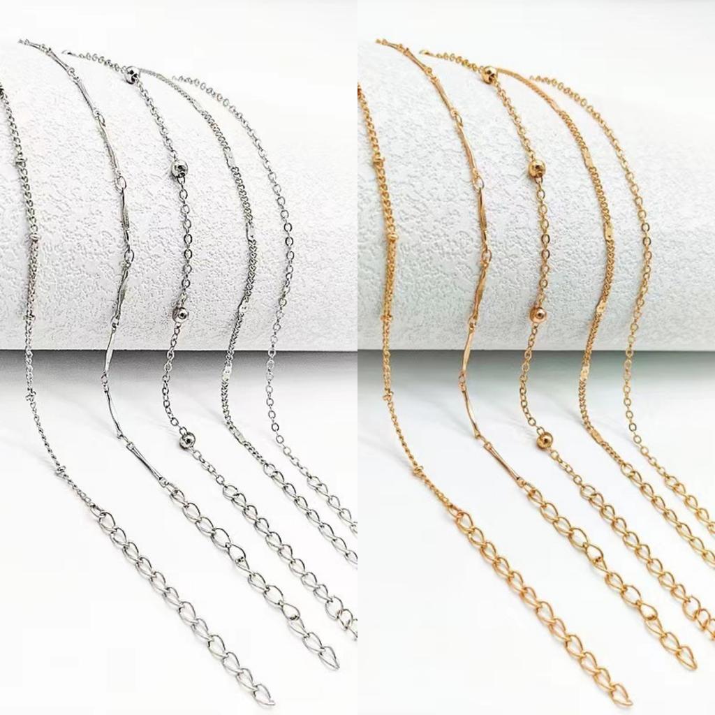 5 Pcs/Set Unisex Silver Plated Stainless Steel Anklets Summer Beach Bracelet Jewelry Accessory for Valentine's Day Gift