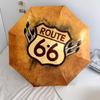 1PC Route 66 Umbrella Portable Folding Umbrella Iron Frame Hole Bone Structure Outdoor Home Umbrella A3