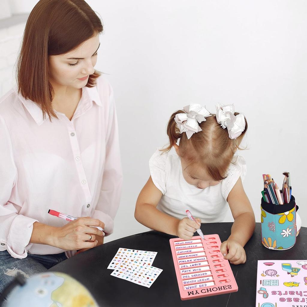 Dry Erase Chore Chart for Kids with Planner Stickers and Dry Erase Marker (2PCs) Chore Board, ADHD Tools, to Do List Planner and Behavior Chart for