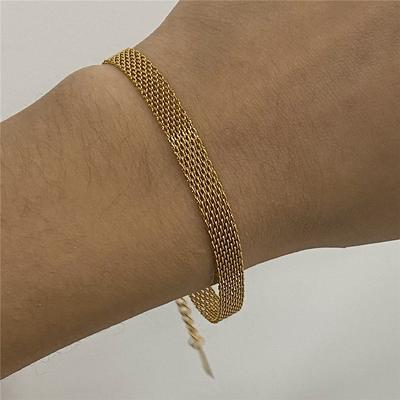 Modern Trendy Minimalist 18K Stainless Steel Women's Chain Bracelet Fashion Link Jewelry