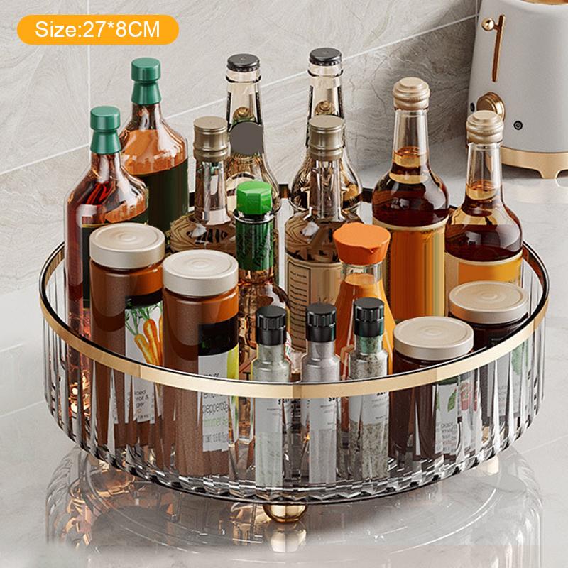 Rotating Perfume Organizer For Dresser Light Luxury Skincare Cosmetic Organizer Pet Bathroom Storage Tray Transparent