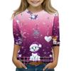 Christmas Children's 3/4 Sleeve Tops Casual  Printed Daily T Shirt Round Neck Pullover Blouse