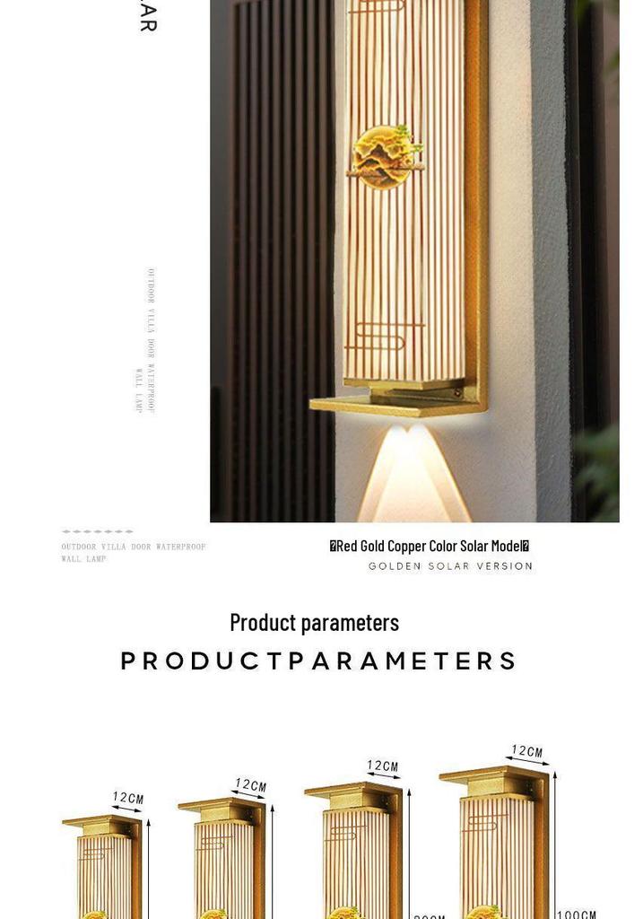 Luxury Chinese Style Solar Waterproof Wall Lamp: Up & Down Outdoor Light for Garden, Balcony, or Villa.