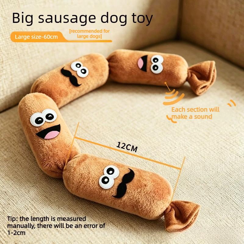 Creative and Interesting Sausage Shaped Squeaky Dog Plush Toy Bite Resistant Molar Chew Toy for Puppy Teeth Cleaning