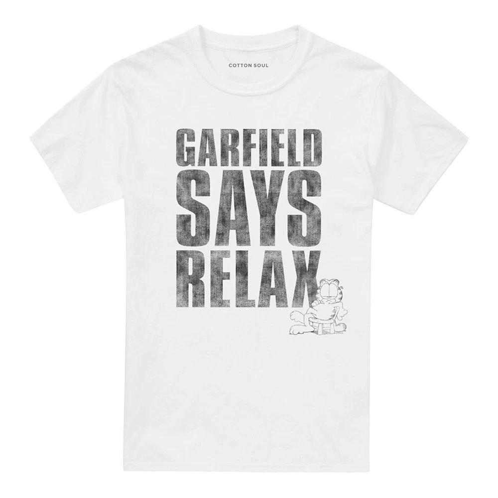 Garfield Relax 100% Cotton T-shirt Mens Tees Top S-5XL, White 2XL
