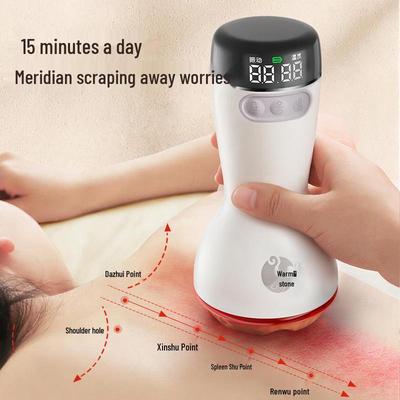 Jade Vibration Scraper: Warm Moxibustion Shoulder & Neck Massager with Red, Yellow, Blue Light Therapy and Abdomen Massage Function.
