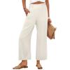 Women's Fashion -Colour Elasticated High-Waisted Cropped Trousers With Pockets