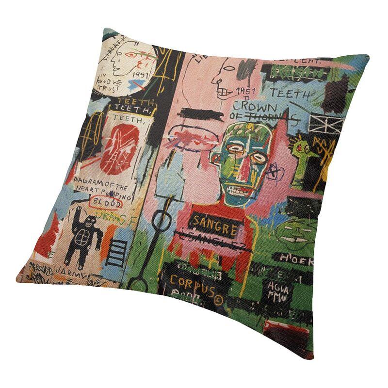 Basquiats New York Street Graffiti Cushion Cover 60x60cm Polyester Throw Pillow Case for Sofa Square Pillowcase Home Decorative
