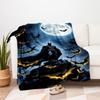 "Batman Moonlit Night Poster: Gotham's Guardian in Full Glory"Blanket Flannel Throw Blanket for Sofa, Bed, Travel, Camping, Office
