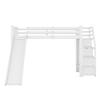 Loft Bed 90x200cm Bunk Bed Stable Base with Slide Storage Ladder Fence No Burrs Anti-scratch Kids Tree House Bedroom Furniture