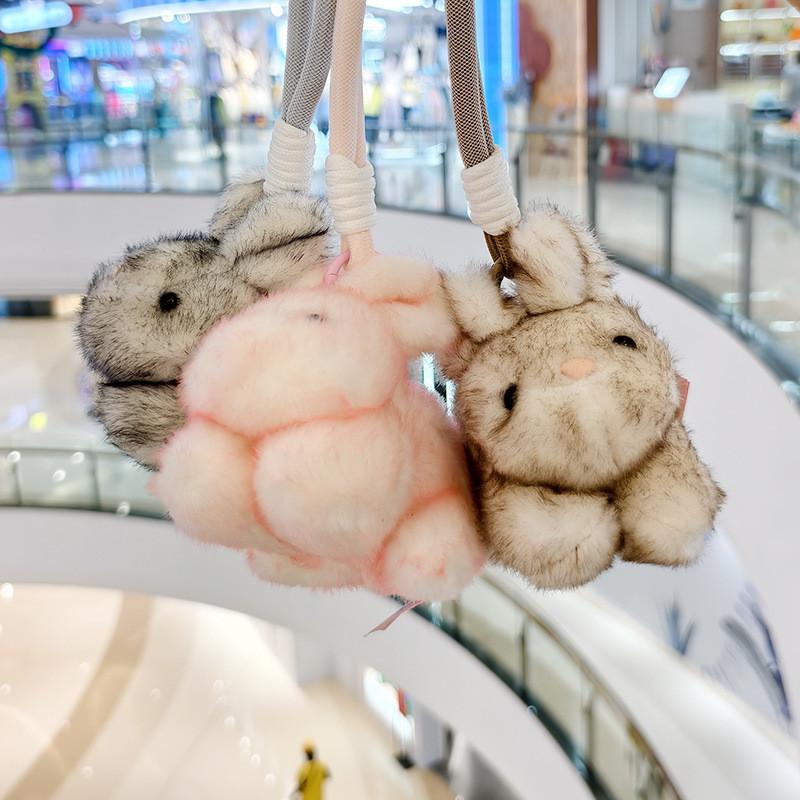 Cartoon Cute Vertical Ear Rabbit Plush Keychain Soft Toy For Bag Decoration