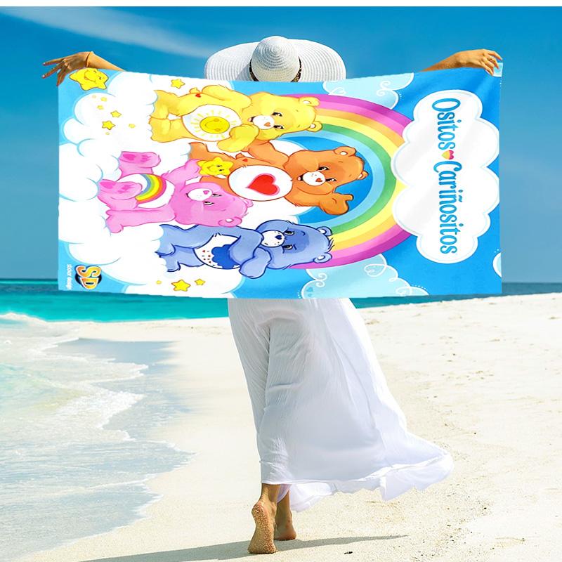 1pc Rainbow Heart Bear beach towel,quick drying absorbent beach towel,outdoor sports swimming beach towel,Soft and comfortable Y73035