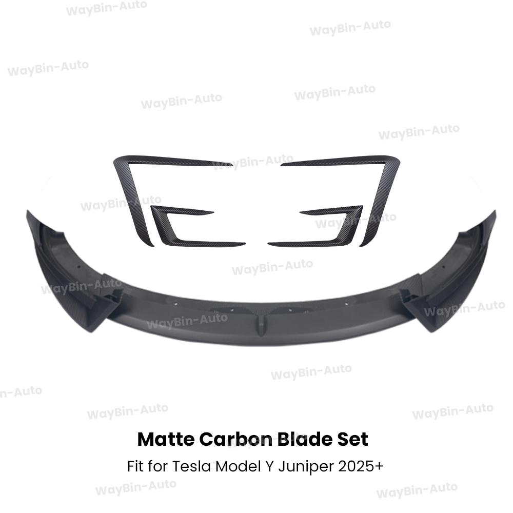 Glossy Black Front Lip Spoiler & Front Bumper Lip Kit for Tesla Model Y Juniper 2025+ - AD Sport Body Kits Styling Accessories
