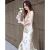 Demana Pearl Luster Acetate Floral Sling Dress