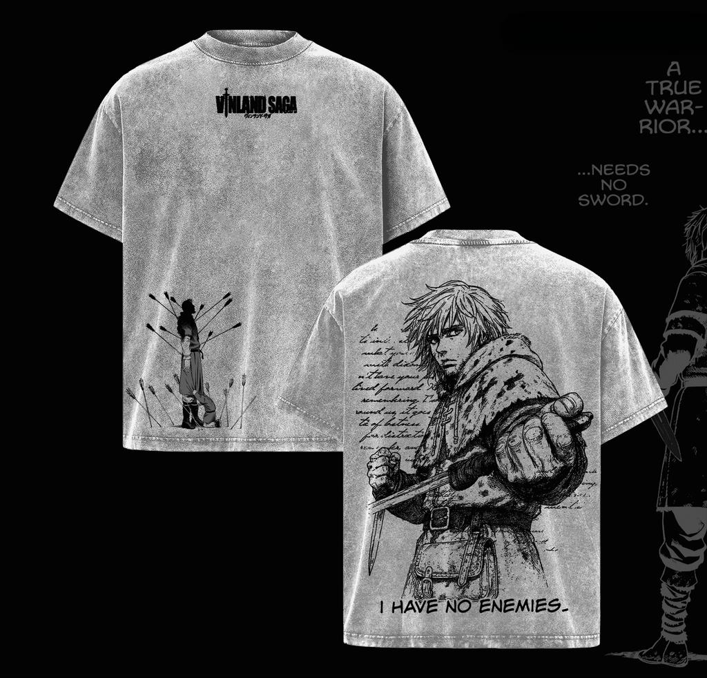 Unisex Thorfinn VINLAND SAGA T-Shirt Anime Print Gewaschenes Oversized T-Shirt Kurze Ärmel Baumwolle Freizeit-T-Shirts Oberteile Herren Unisex Kleidung