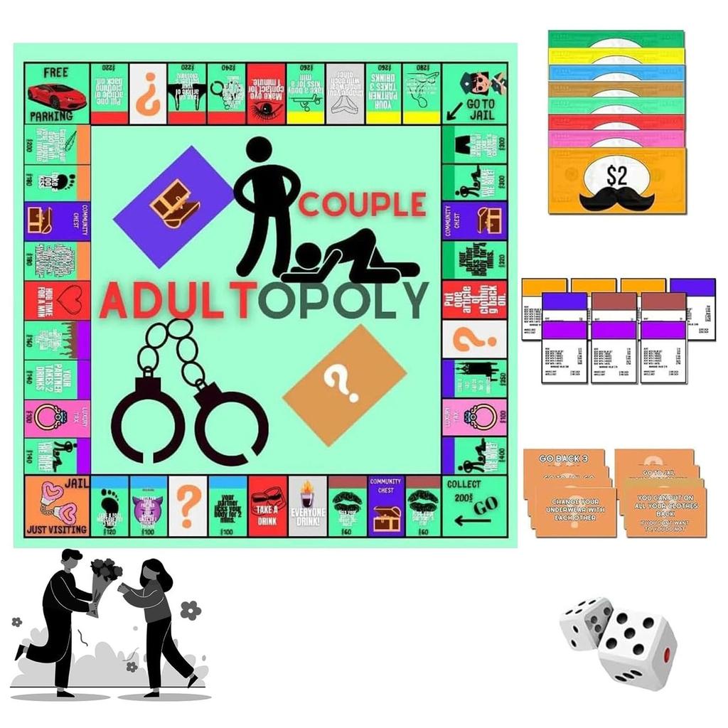 Adultopoly Brettspiel, Paar Brettspiel für Erwachsene, Paar Brettspiel für Erwachsene, Brettspiele, Schlafzimmerspiele für Paare,