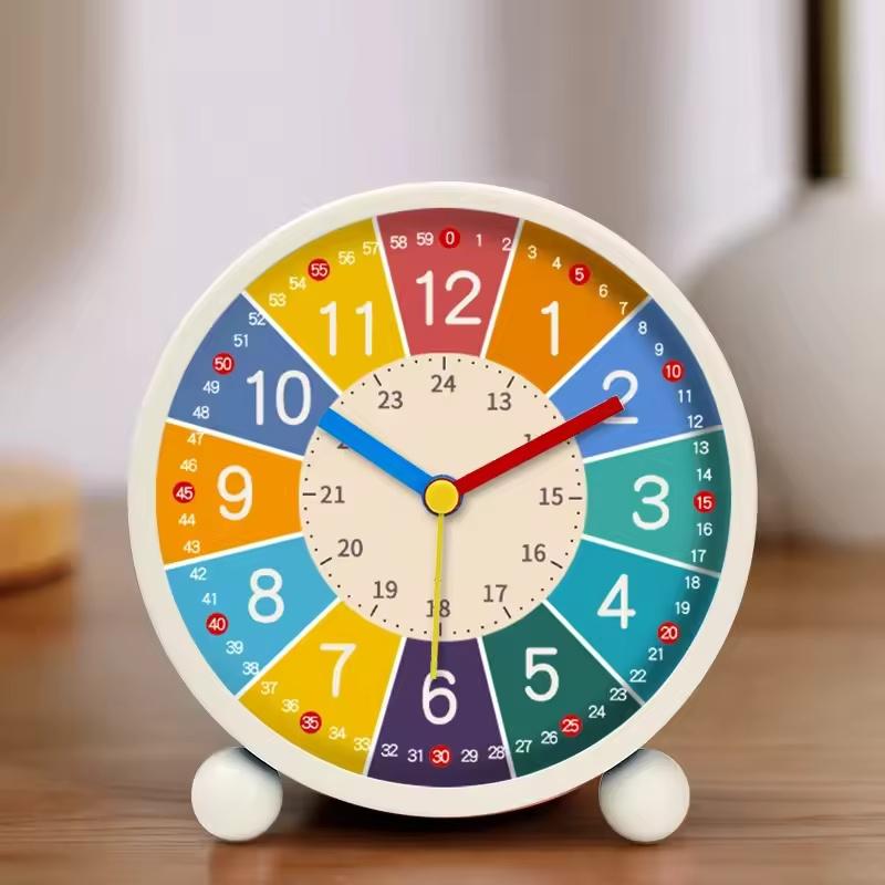 Early Learning Desktop Alarm Clock Children Wake Up Alarm Clock to Tell Time Living Room Bedroom Silent Desktop Clock