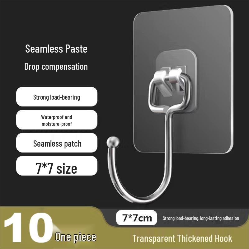 Punch-Free Transparent Wall-Mounted Adhesive Hooks