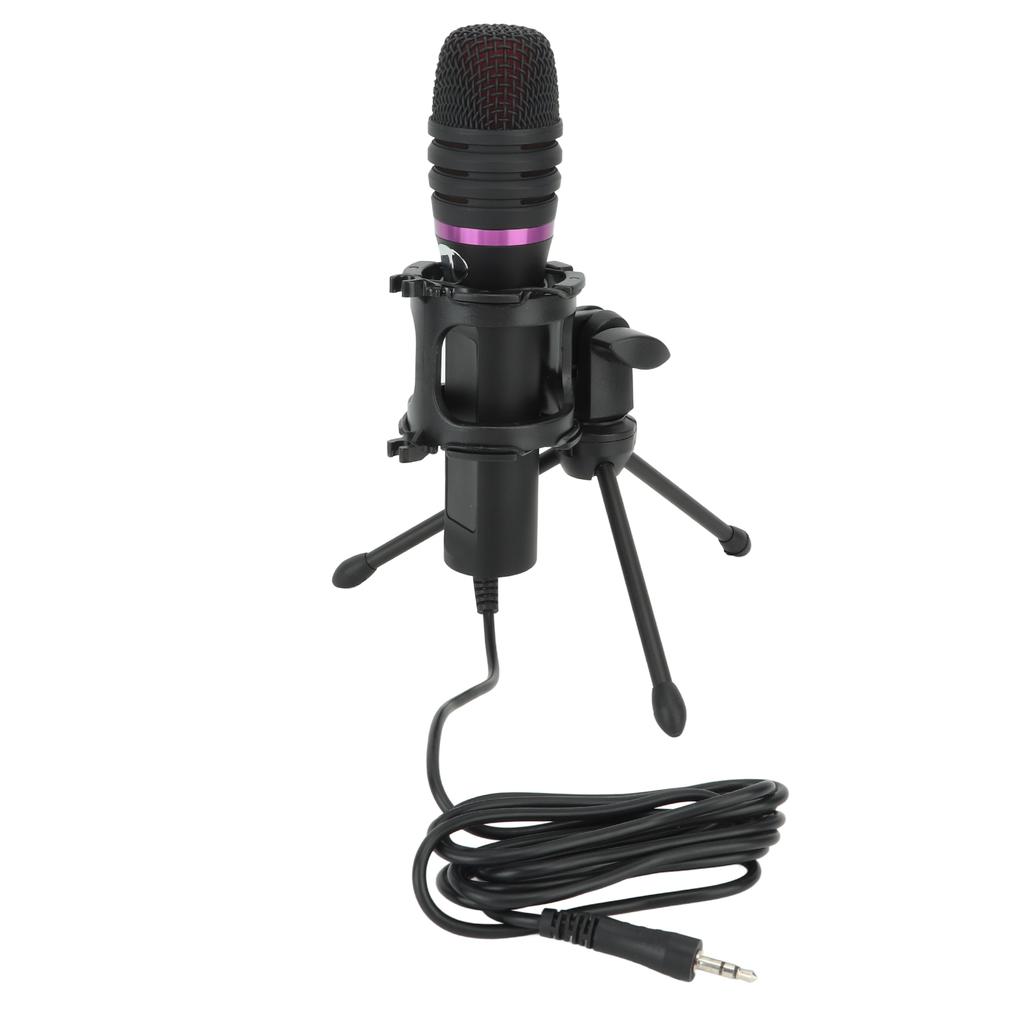 3.5mm Microphone Cardioid Pickup Noise Reduction Wired PC Laptop Mic with Tripod Stand Pop Filter for Gaming Recording