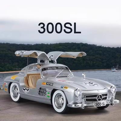 2025 New 1:24 Benzs 300SL Track Version Alloy Car Model Diecast Metal Toy Classic Vehicles Car Model Simulation Sound and Light Kids Gift