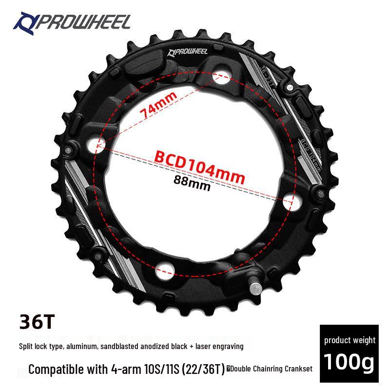 Prowheel 10/11-Speed Mountain Bike Crankset with Hollow Design and 26T/36T/38T Chainring for Bicycle Repair.