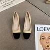 2025 Spring New Color Matching Fashion Design Square Head Thick Heel Single Shoes Women's Versatile Medium and High Heel Commuter Work Shoes