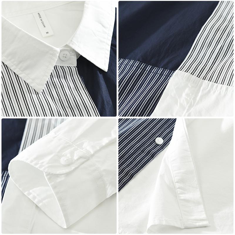 Koreanische Mode für Männer Hemden Slim Fit Frühling und Sommer Street Style Patchwork Langarm Casual Shirts Jugend Männer Kleidung