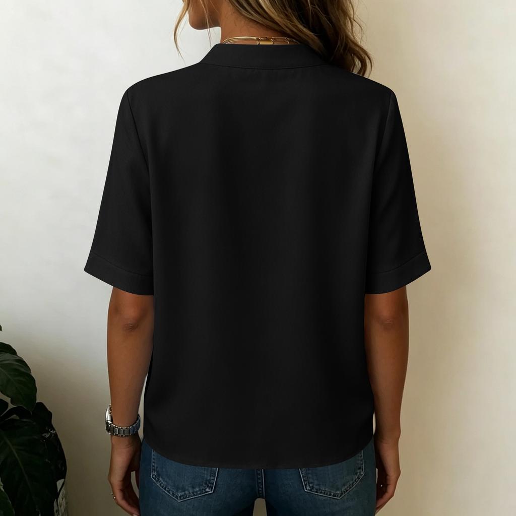 Damen Stylisches Lässiges V-Ausschnitt Locker sitzendes Hemd T-Shirt