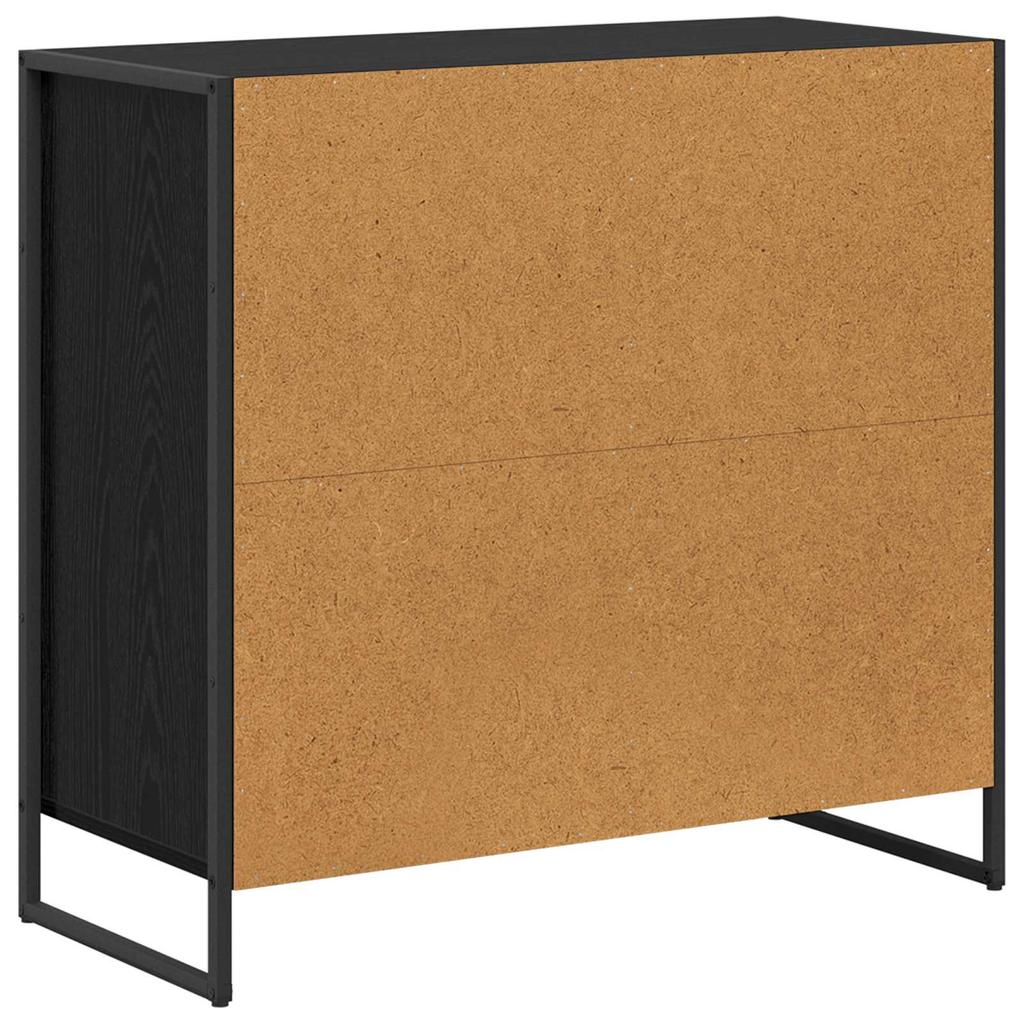Side Cabinet Black Oak Effect 79 x 36 x 75 cm
