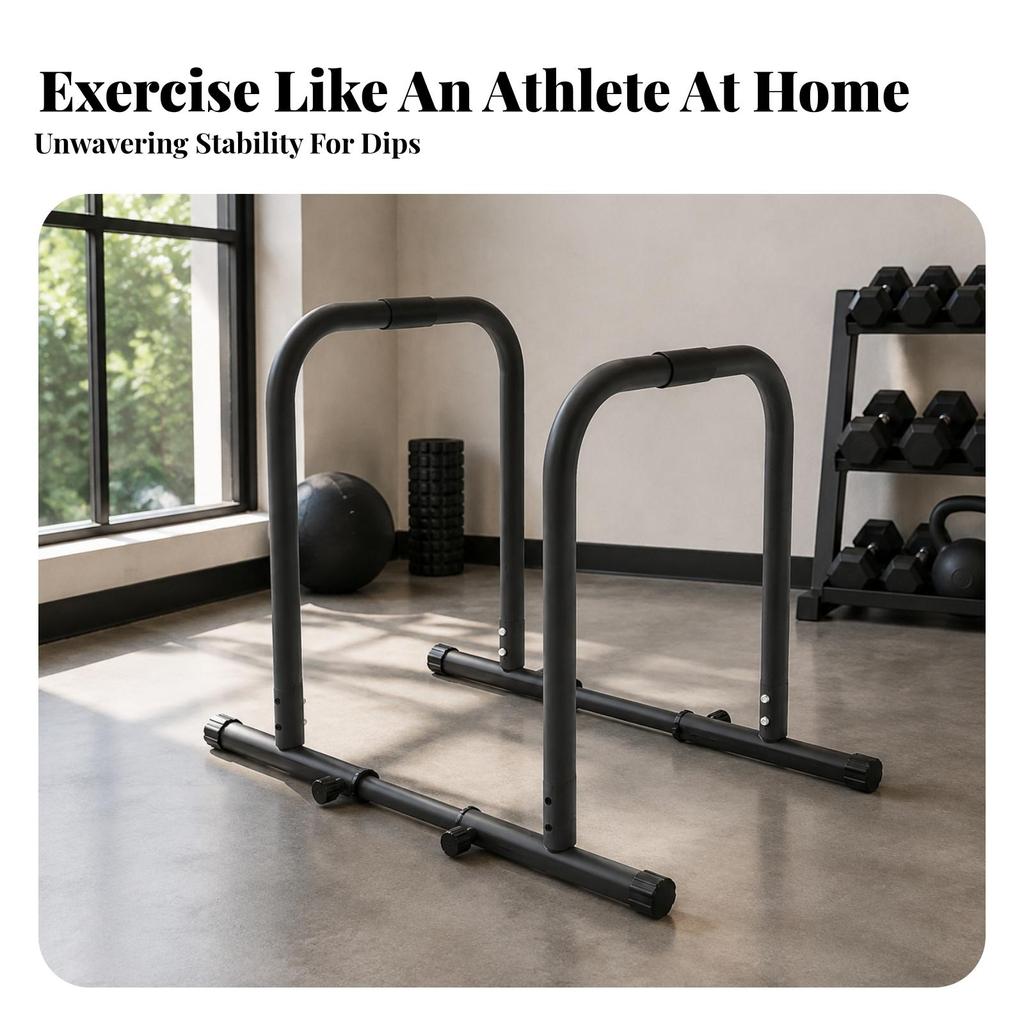 Freestanding Adjustable Parallel-Bar Fitness Station Sturdy Handrails Heavy Duty