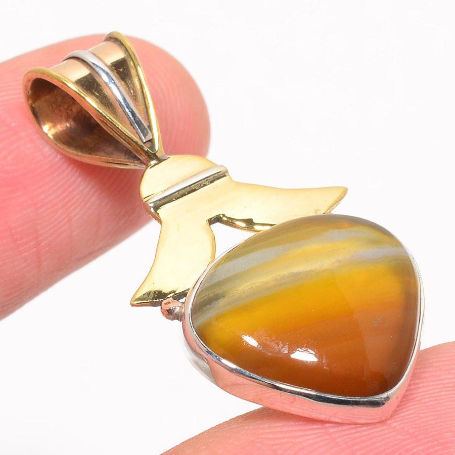 Natural Montana Agate TwoTone 925 Solid Sterling Silver Gift Pendant 1.50" m2E90