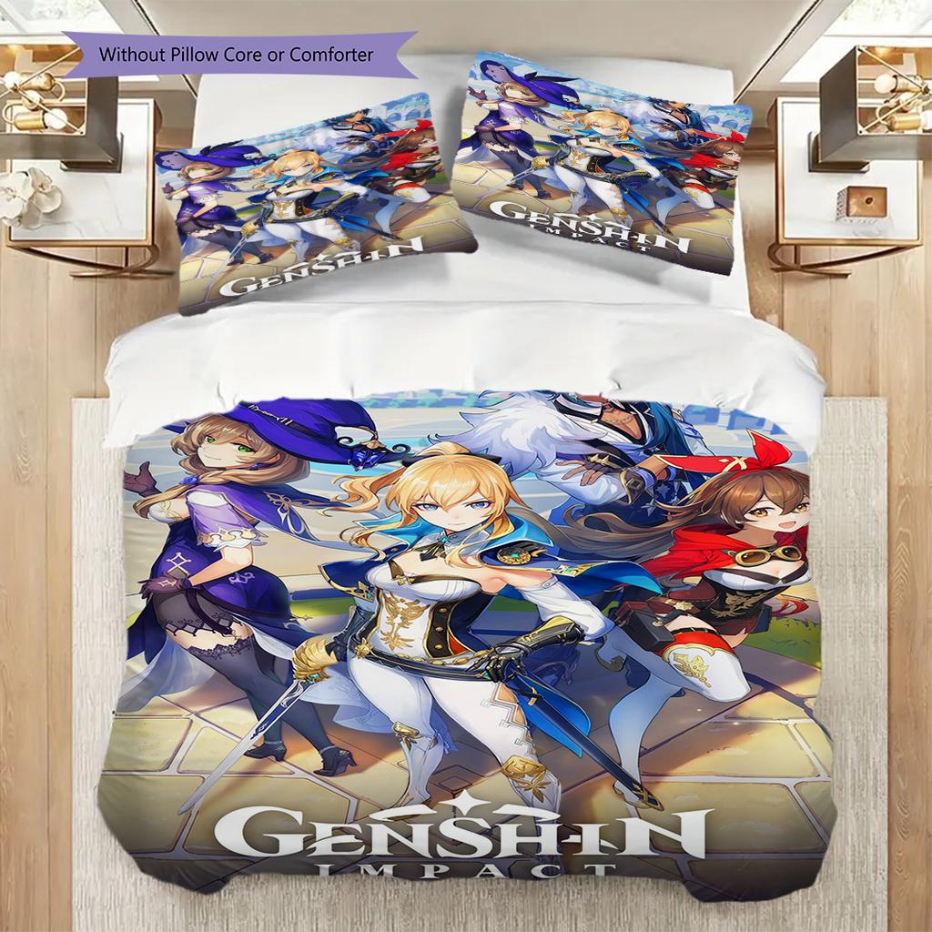Adventure Awaits Genshin Impact Unveils New Characters Bedding 1 Duvet Cover 2 Pillowcase Without Core Bedding Set Soft And Comfortable