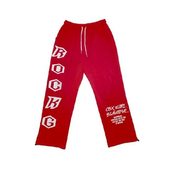 

Женские летние брюки прямого кроя в стиле хип-хоп: Свободные и облегающие танцевальные спортивные повседневные брюки Medium красный