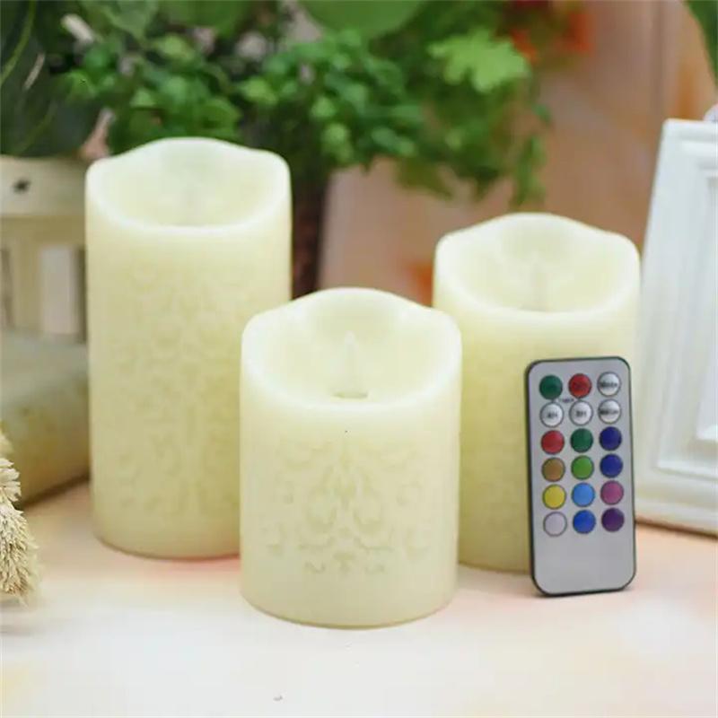 Set of 3 LED Flameless Candles Remote Control Wax Pillar LED Candles Decorative Lighting for Home Decor Party Wedding Christmas