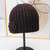 Three-dimensional flower knitted headgear women's autumn and winter face small warm windproof cold hat ear protector wool hat pullover hat