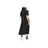 Nike Solid Color Brand Logo Knitted Casual Pullover Round Neck Short Sleeve Dress Women Dresses Black CZ3550-010