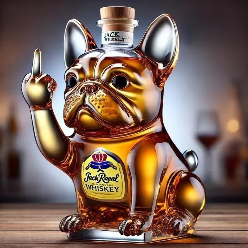 

Transparent Glass French Bulldog Creative Red Wine Special-shaped Sealed Bubble Wine Household Functional Decorative Empty Wine Bottle 6.5*8.6*15.5cm прозрачный