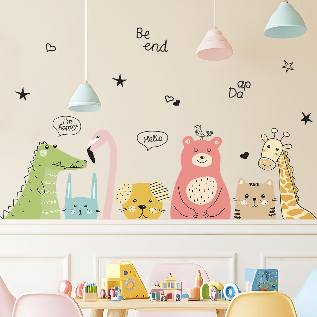 Little Animals English Quote Wall Sticker Removable Background Decor for Bedroom Living Room Home Decoration