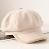 Autumn and winter suede composite burr octagonal hat women's thickened warm retro letter label newsboy hat fashion cap