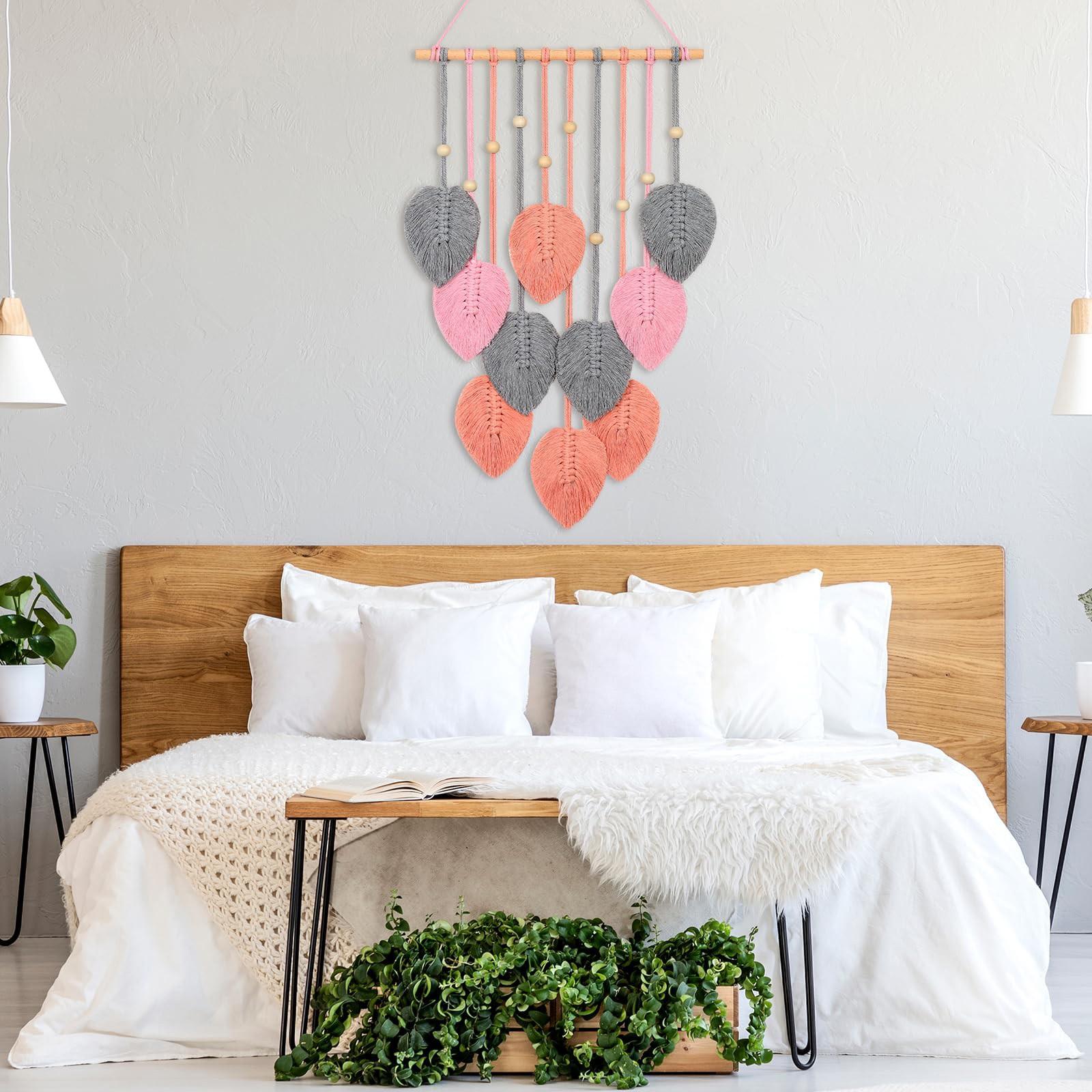 

Богемне оздоблення стін Тканий гобелен Ручна підвіска Внутрішня біла стіна Спальні Зразок оздоблення стін кімнати One Size рожевий