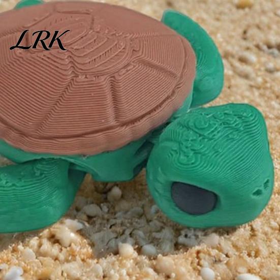 Animal Stress Relief Toy 3D Printed Turtle Ornament, Tiny Figurine with Movable Joints, Cute Mini Fidget for Kids Adults Desk Accessory Interactive