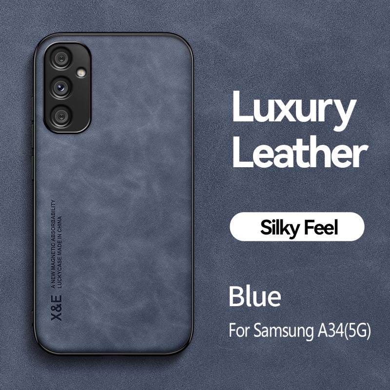 For Samsung Galaxy A34 5G Case Luxury Leather Magnetic Holder Phone Case For Samsung A34 A 34 SM-A346M 6.6" Silicone Back Cover